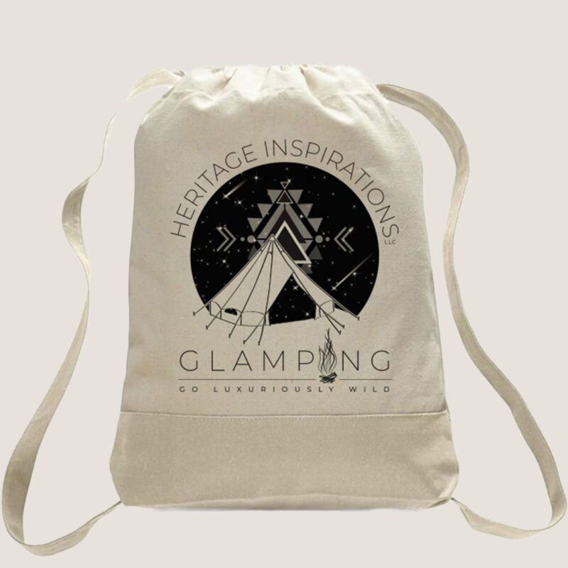 H.I. Glamping Canvas Drawstring Backpack Tote